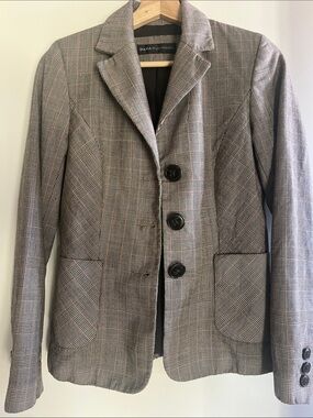 Dana Buchman Taupe Plaid Tailored Blazer